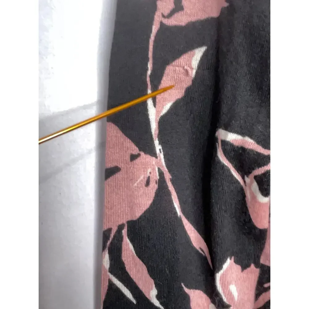 Escada Black Pink Floral Wool Silk Button Front Cardigan Size Medium